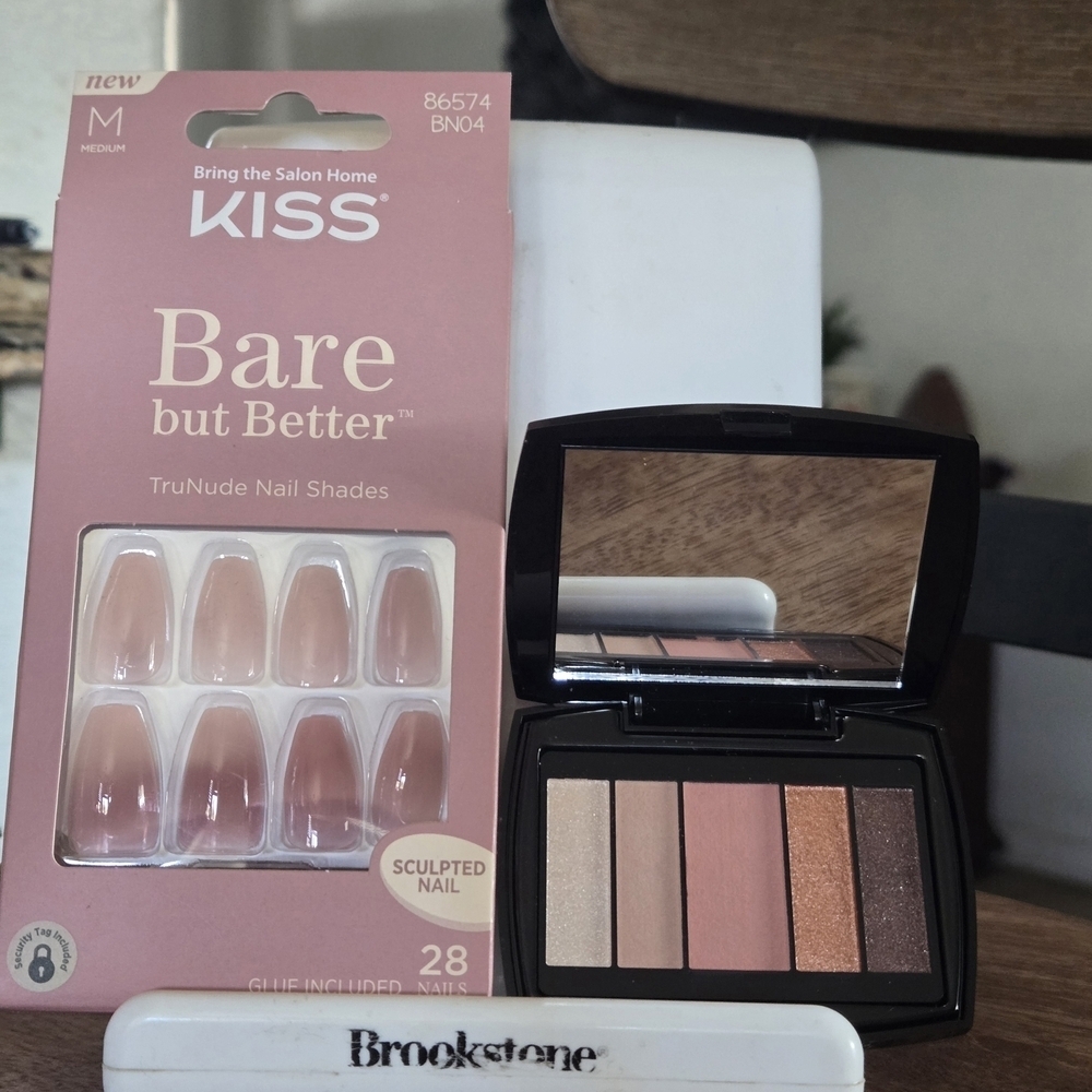 Bundle. KISS Bare but Better TruNude Nail Shades And Lancome Shadow Travel Size.